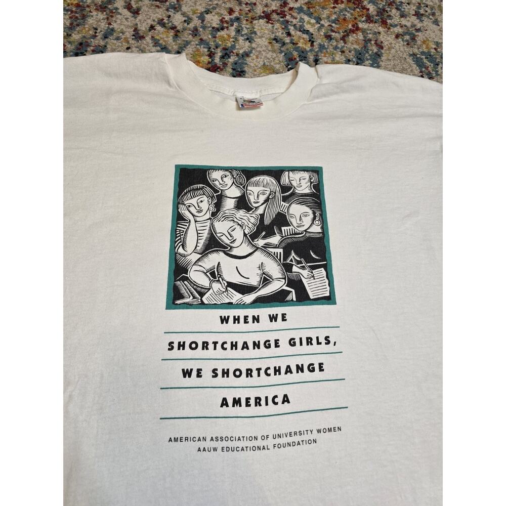 Vintage 90's AAUW American University Women Education Graphic T-Shirt Size L/XL